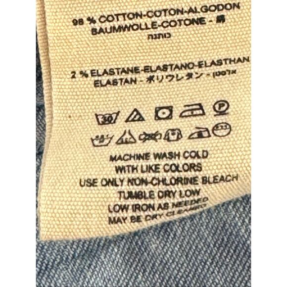 Free People Women's Fitted Military Denim Jean Jacket Indigo Blue Size Large - Picture 9 of 9